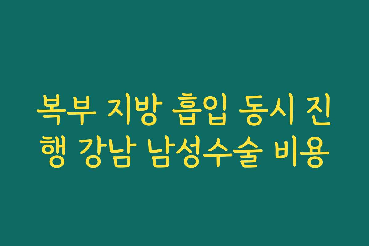 복부 지방 흡입 동시 진행 강남 남성수술 비용
