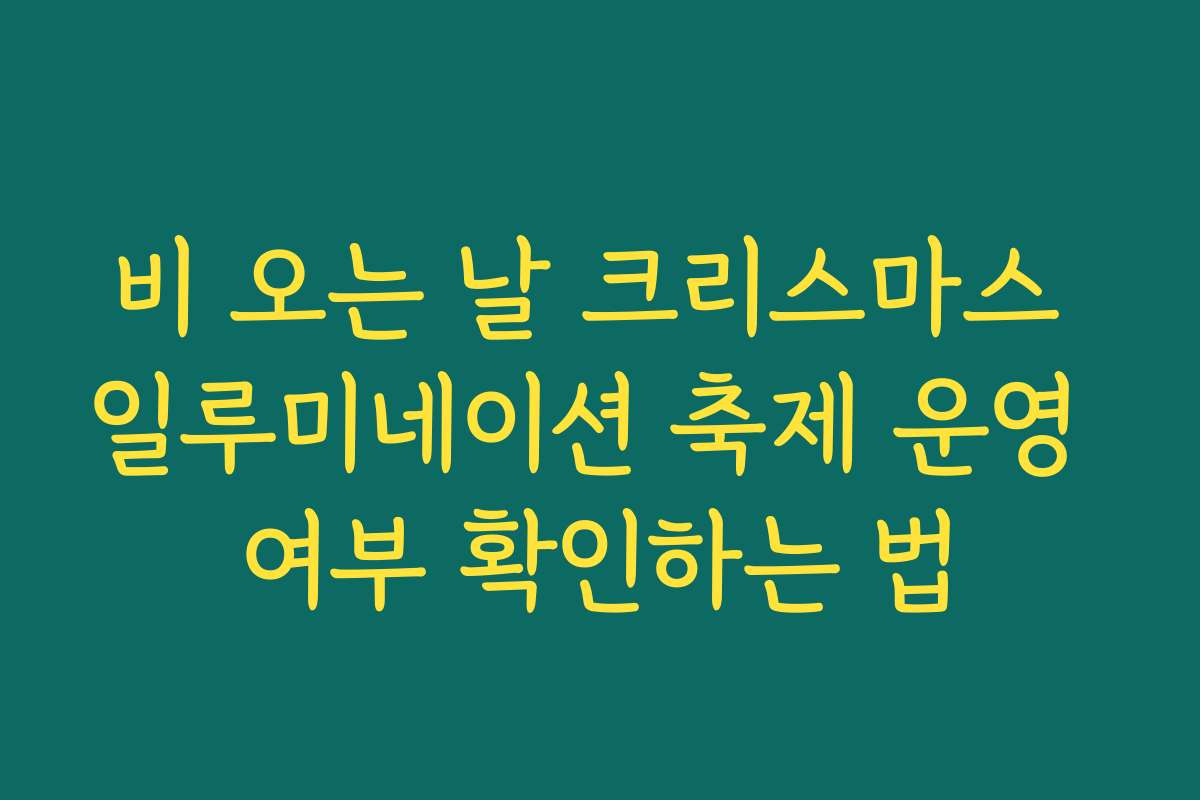 비 오는 날 크리스마스 일루미네이션 축제 운영 여부 확인하는 법
