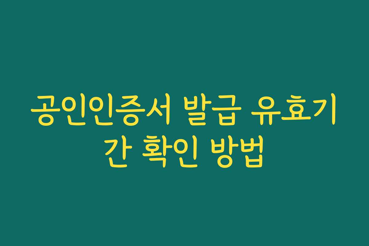 공인인증서 발급 유효기간 확인 방법