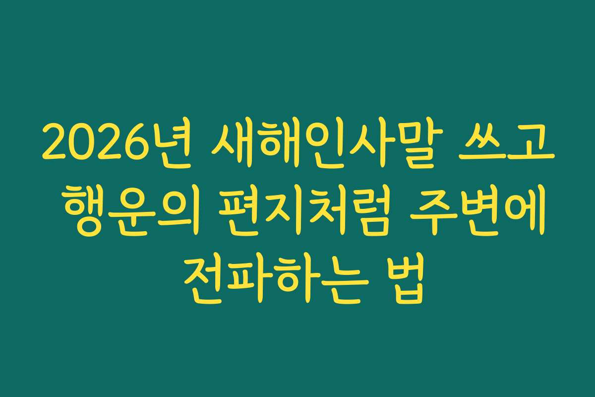 2026년 새해인사말 쓰고 행운의 편지처럼 주변에 전파하는 법
