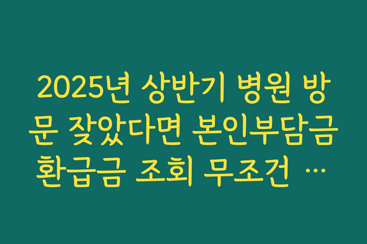 2025년 상반기 병원 방문 잦았다면 본인부담금환급금 조회 무조건 추천