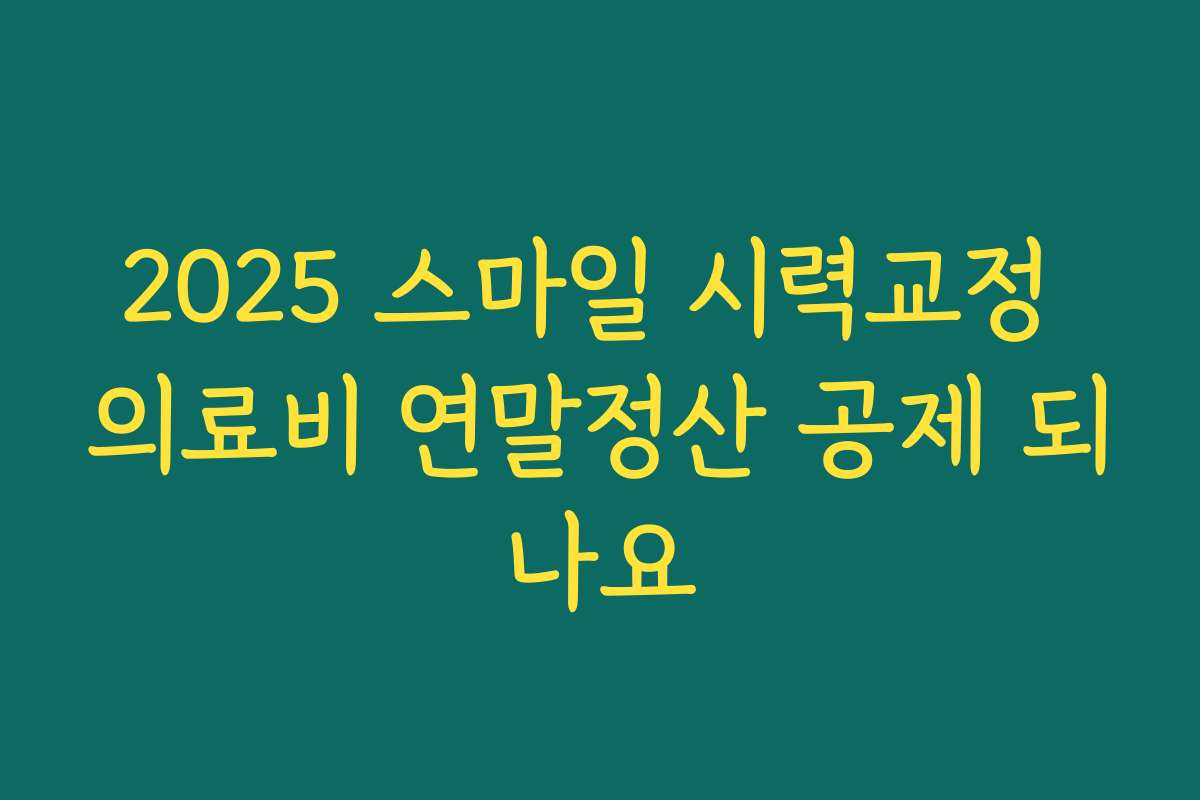 2025 스마일 시력교정 의료비 연말정산 공제 되나요
