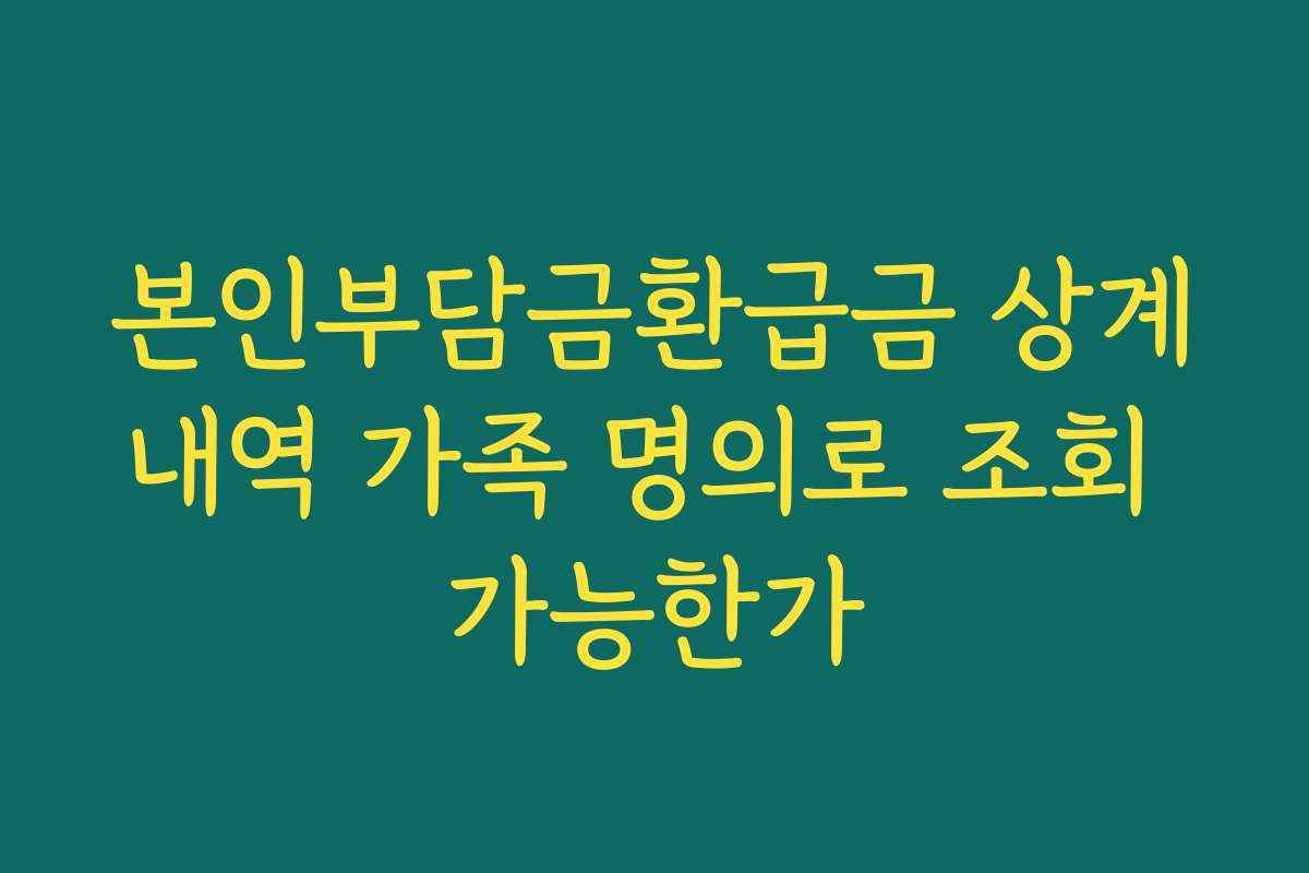 본인부담금환급금 상계내역 가족 명의로 조회 가능한가