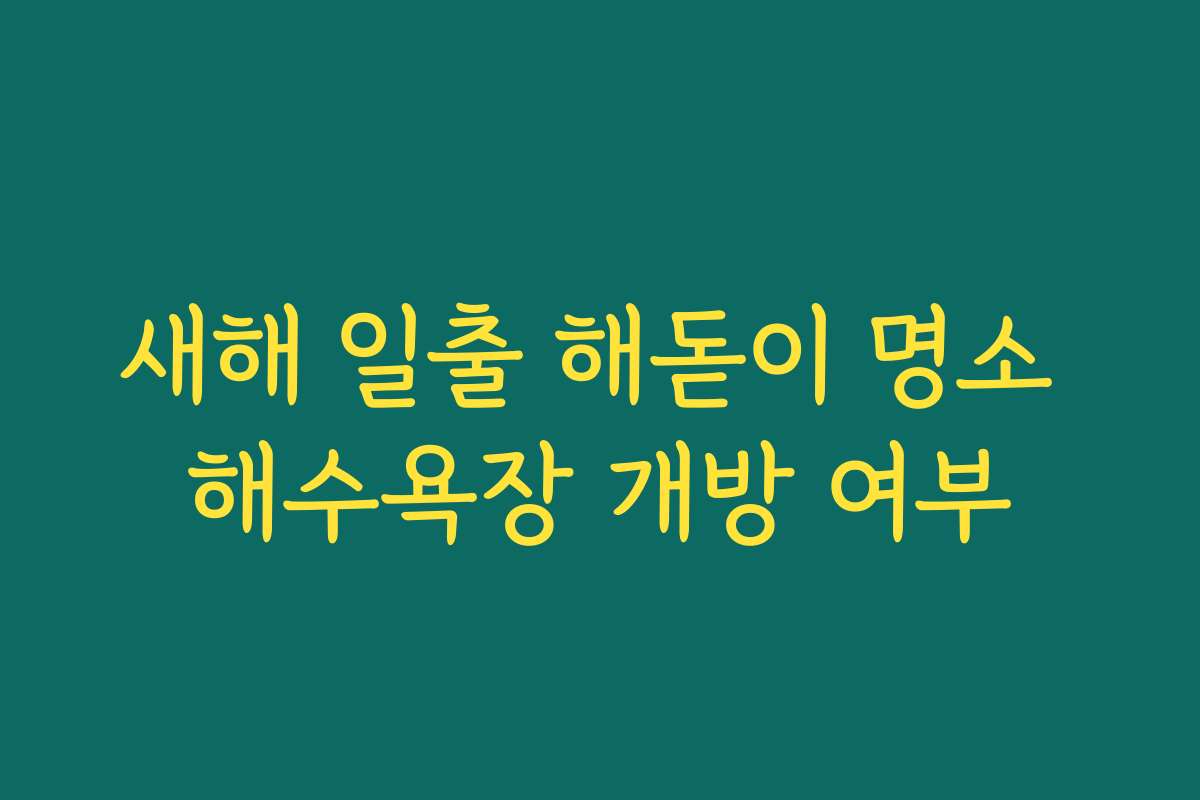 새해 일출 해돋이 명소 해수욕장 개방 여부