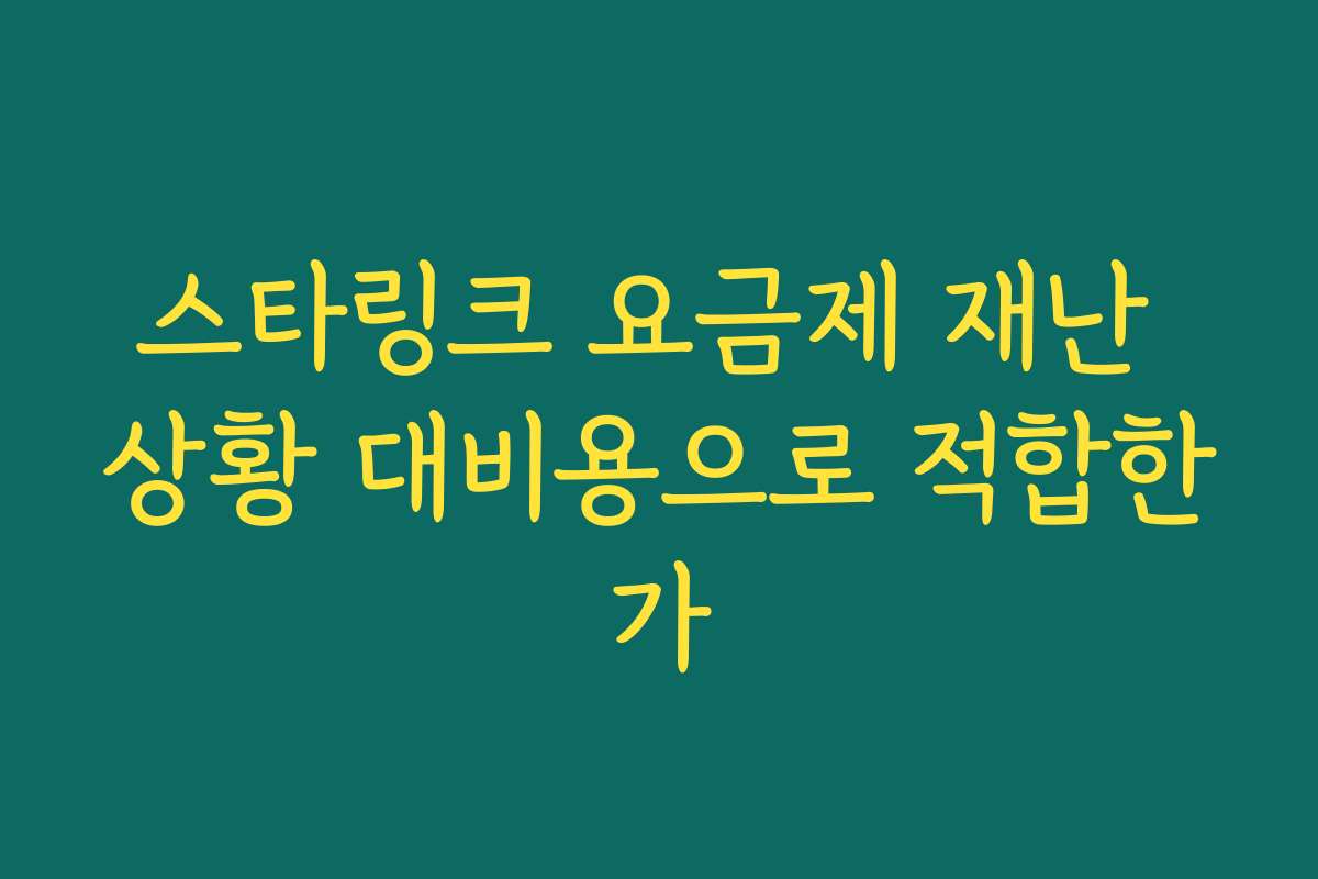 스타링크 요금제 재난 상황 대비용으로 적합한가