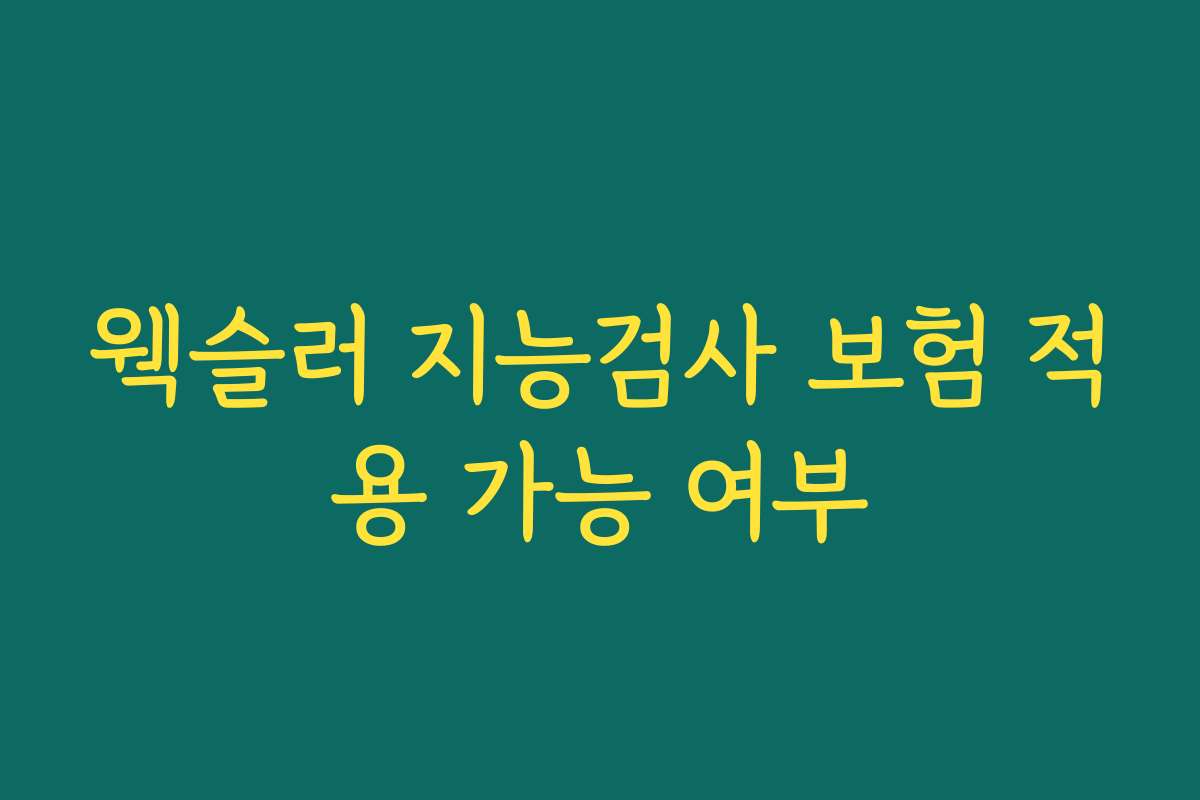 웩슬러 지능검사 보험 적용 가능 여부