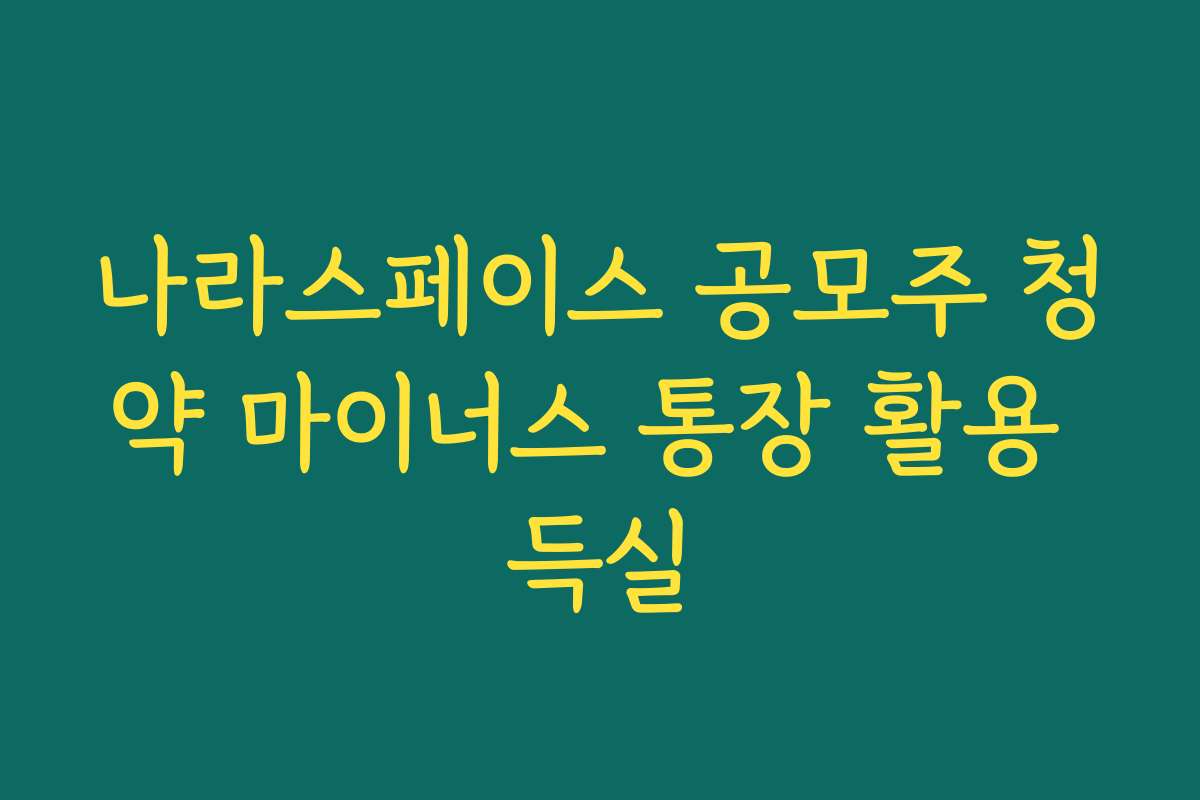 나라스페이스 공모주 청약 마이너스 통장 활용 득실