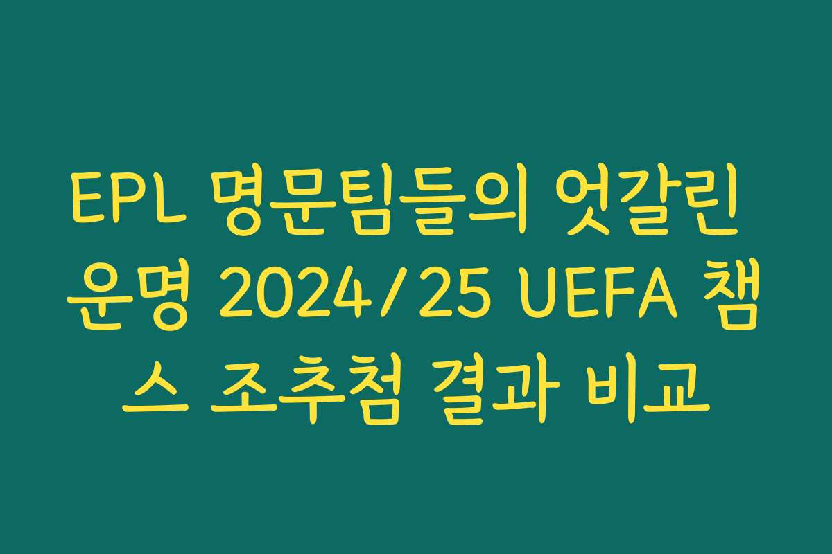 EPL 명문팀들의 엇갈린 운명 2024/25 UEFA 챔스 조추첨 결과 비교