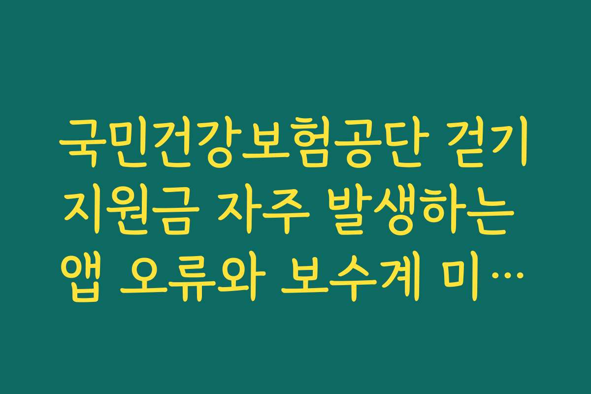 국민건강보험공단 걷기지원금 자주 발생하는 앱 오류와 보수계 미연동 문제 해결 팁