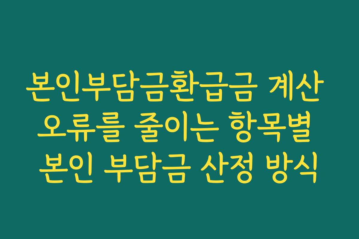 본인부담금환급금 계산 오류를 줄이는 항목별 본인 부담금 산정 방식