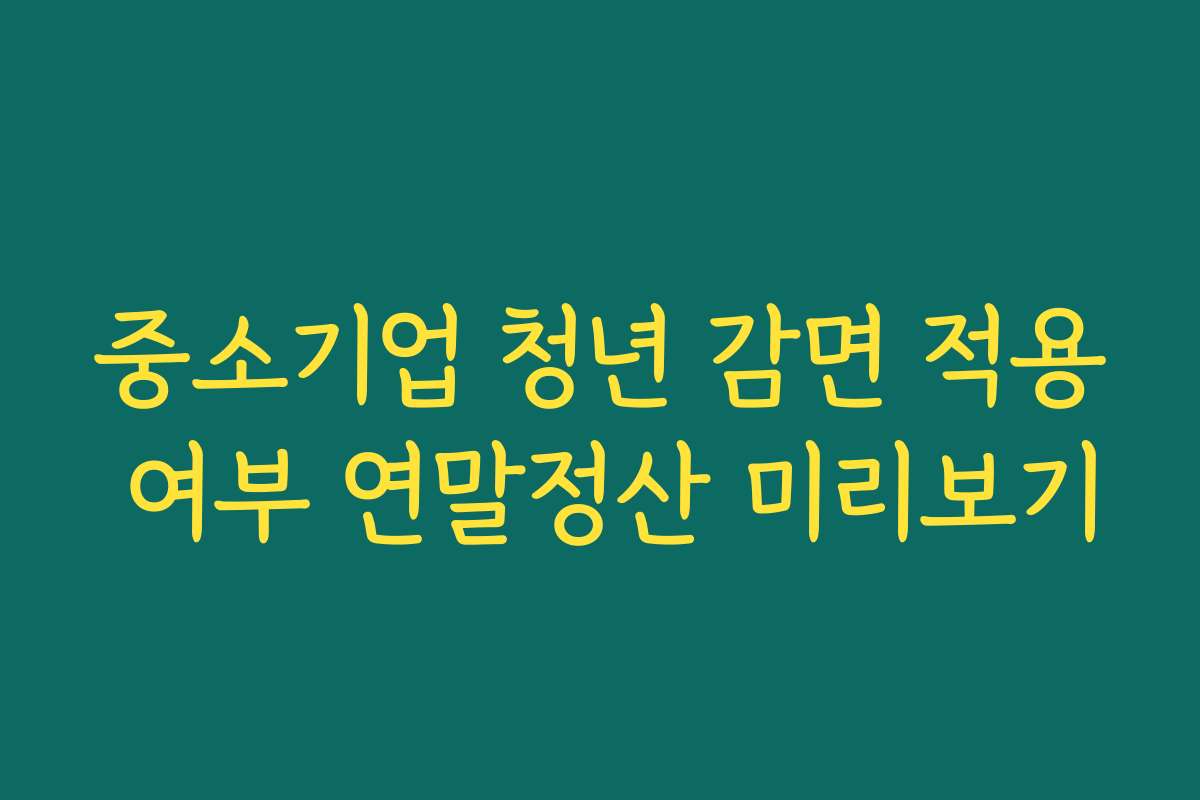 중소기업 청년 감면 적용 여부 연말정산 미리보기