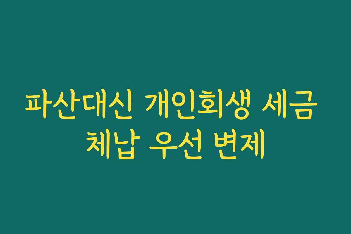 파산대신 개인회생 세금 체납 우선 변제