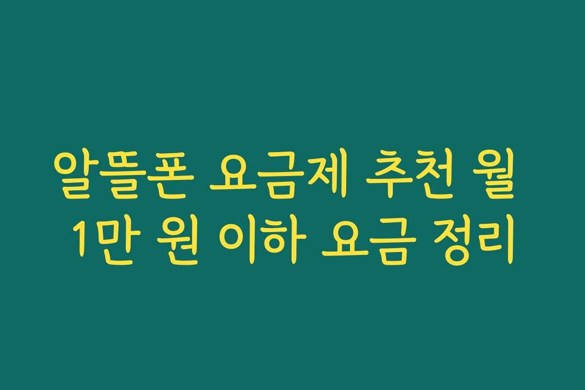 알뜰폰 요금제 추천 월 1만 원 이하 요금 정리