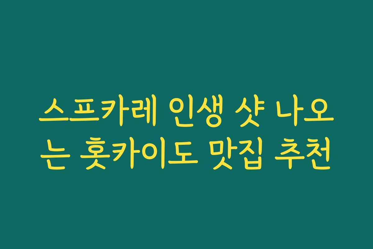 스프카레 인생 샷 나오는 홋카이도 맛집 추천