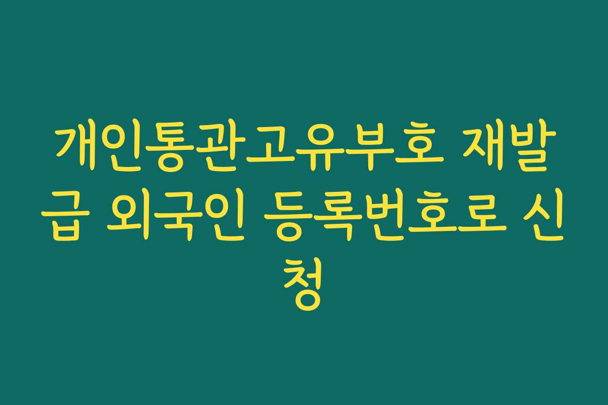 개인통관고유부호 재발급 외국인 등록번호로 신청