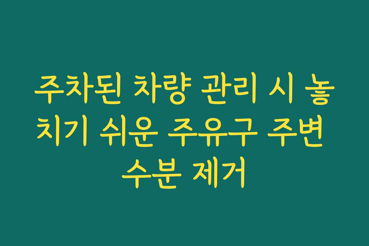 주차된 차량 관리 시 놓치기 쉬운 주유구 주변 수분 제거