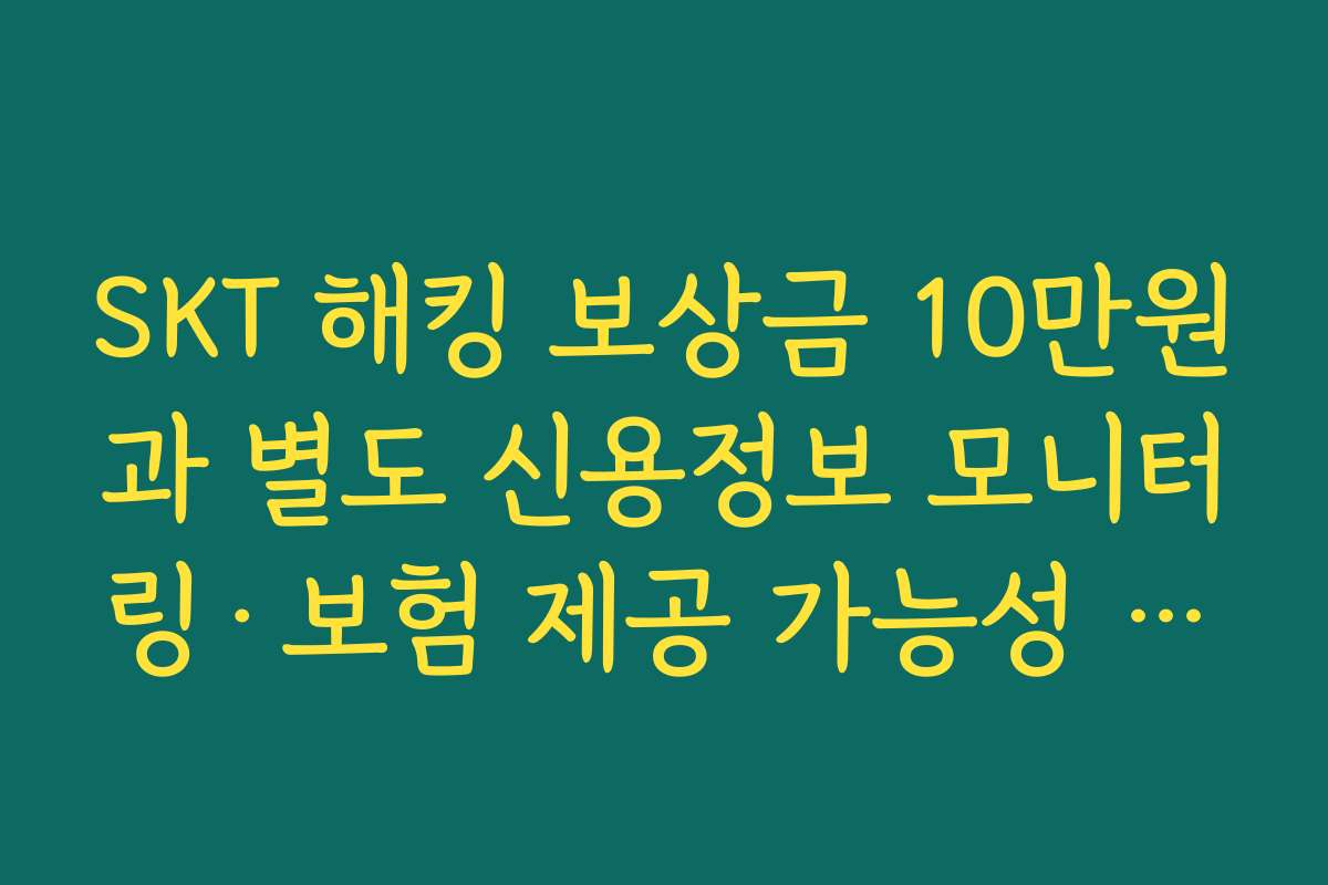 SKT 해킹 보상금 10만원과 별도 신용정보 모니터링·보험 제공 가능성 검토