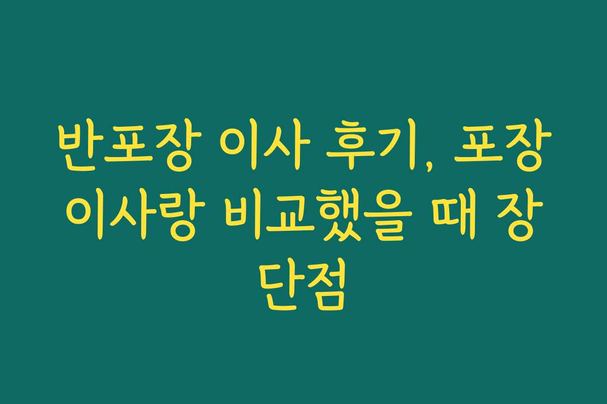 반포장 이사 후기, 포장이사랑 비교했을 때 장단점