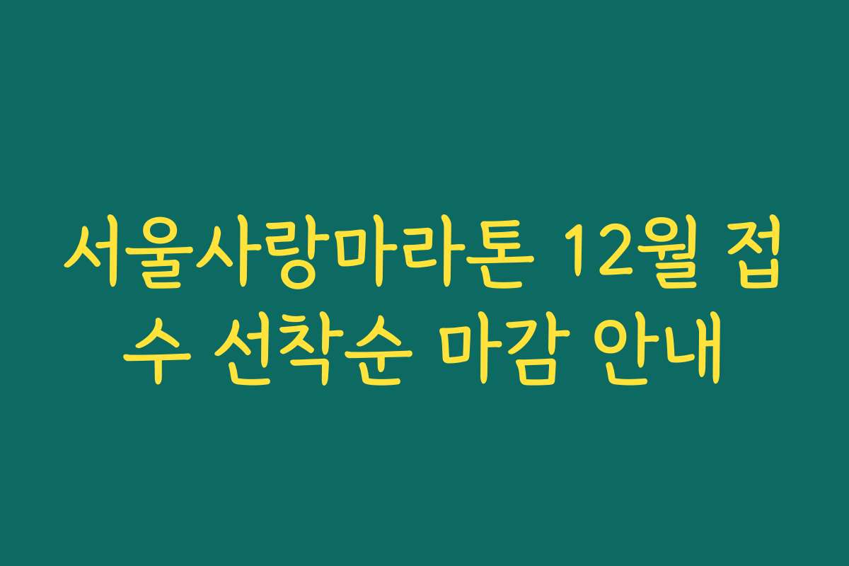 서울사랑마라톤 12월 접수 선착순 마감 안내
