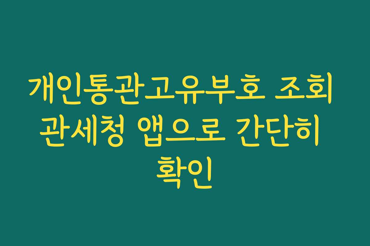 개인통관고유부호 조회 관세청 앱으로 간단히 확인