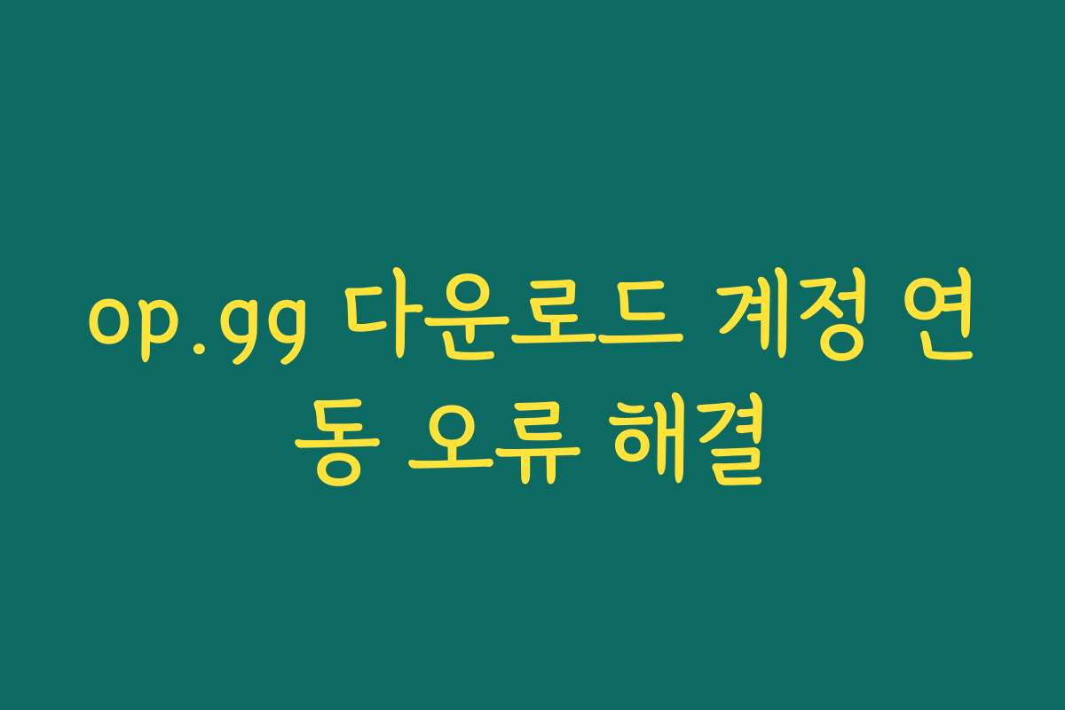 op.gg 다운로드 계정 연동 오류 해결