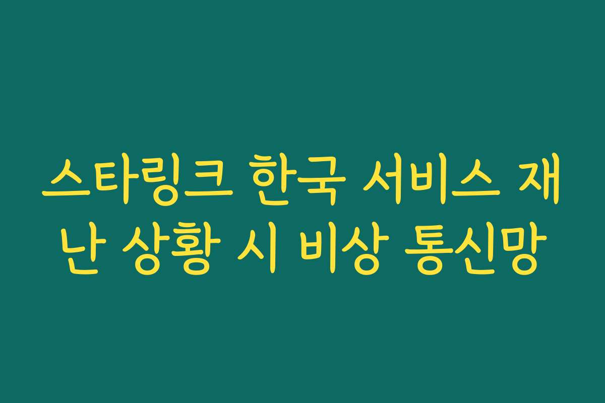 스타링크 한국 서비스 재난 상황 시 비상 통신망