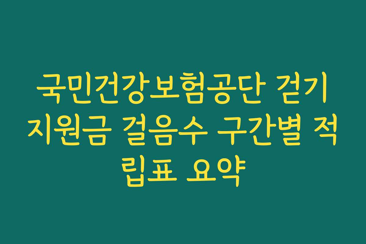 국민건강보험공단 걷기지원금 걸음수 구간별 적립표 요약