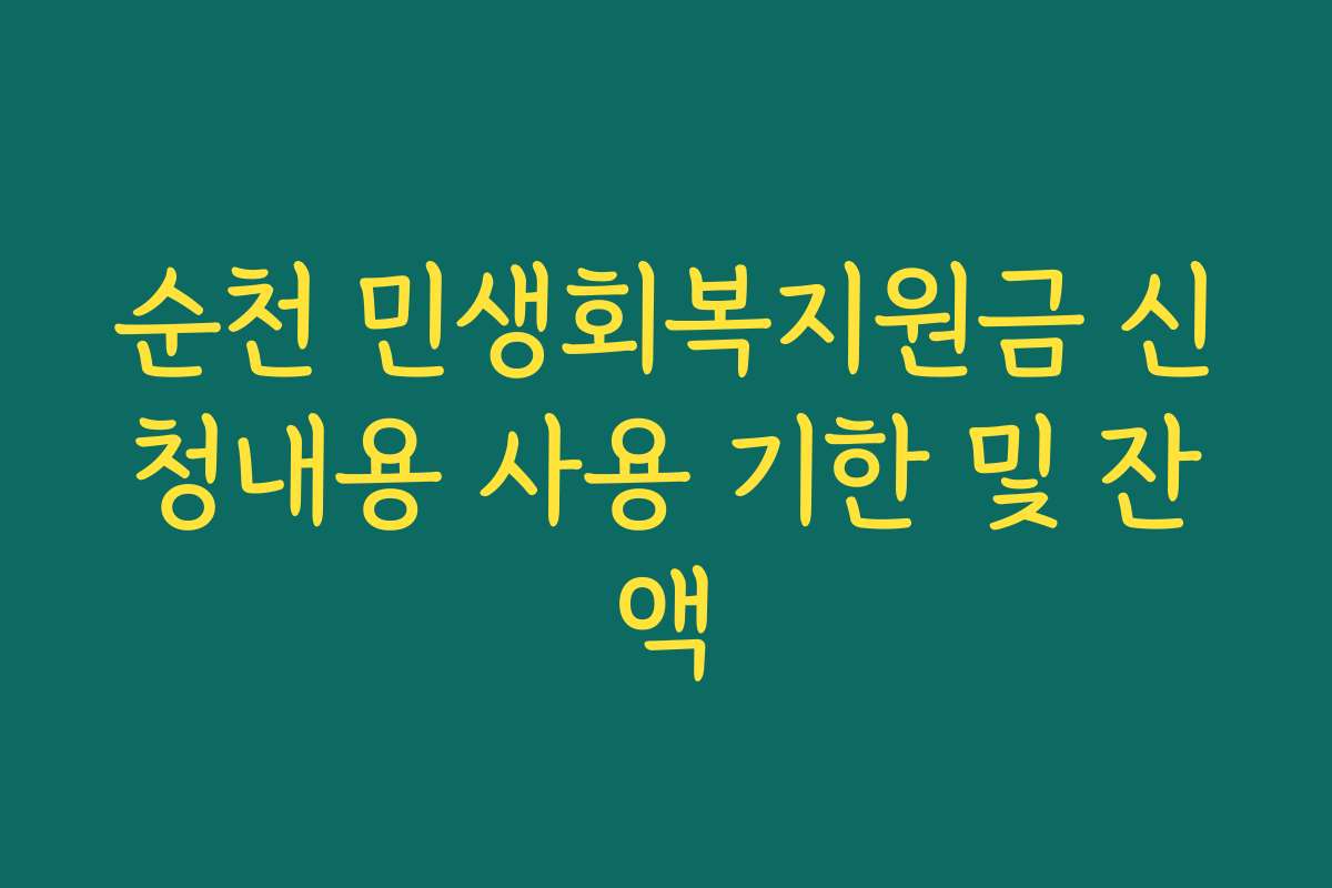 순천 민생회복지원금 신청내용 사용 기한 및 잔액
