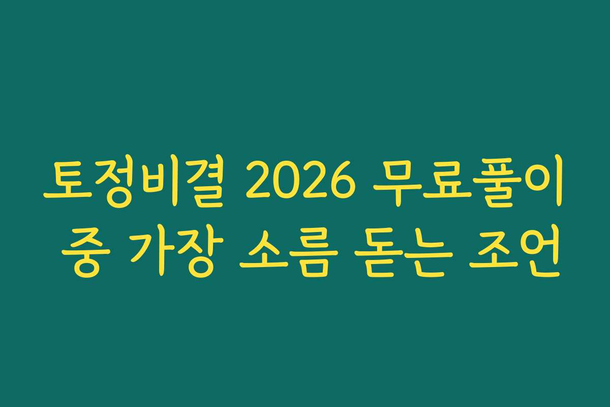 토정비결 2026 무료풀이 중 가장 소름 돋는 조언