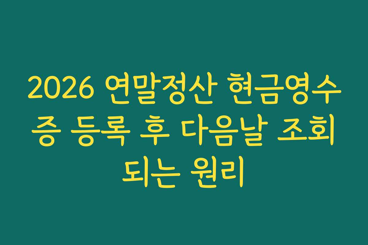 2026 연말정산 현금영수증 등록 후 다음날 조회되는 원리