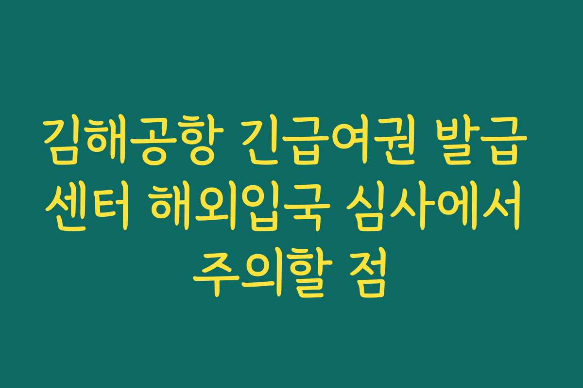 김해공항 긴급여권 발급 센터 해외입국 심사에서 주의할 점