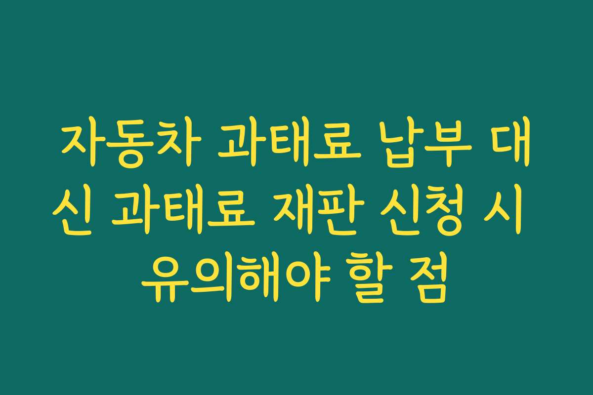 자동차 과태료 납부 대신 과태료 재판 신청 시 유의해야 할 점