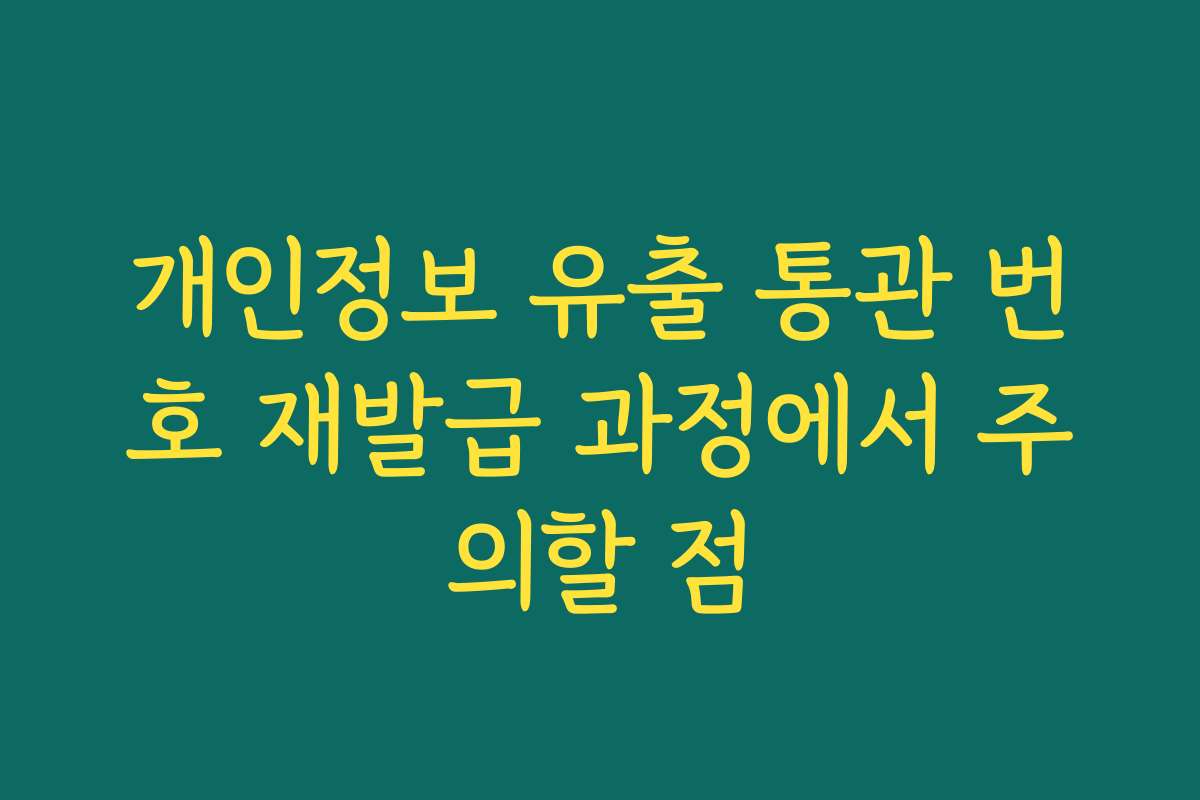 개인정보 유출 통관 번호 재발급 과정에서 주의할 점