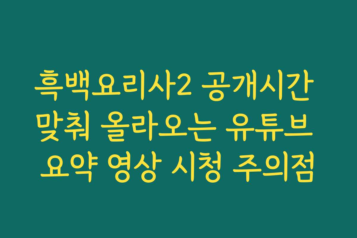 흑백요리사2 공개시간 맞춰 올라오는 유튜브 요약 영상 시청 주의점