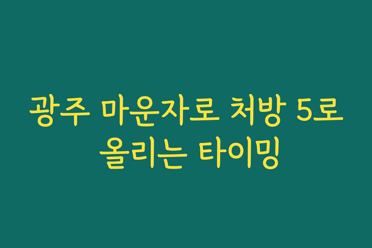 광주 마운자로 처방 5로 올리는 타이밍
