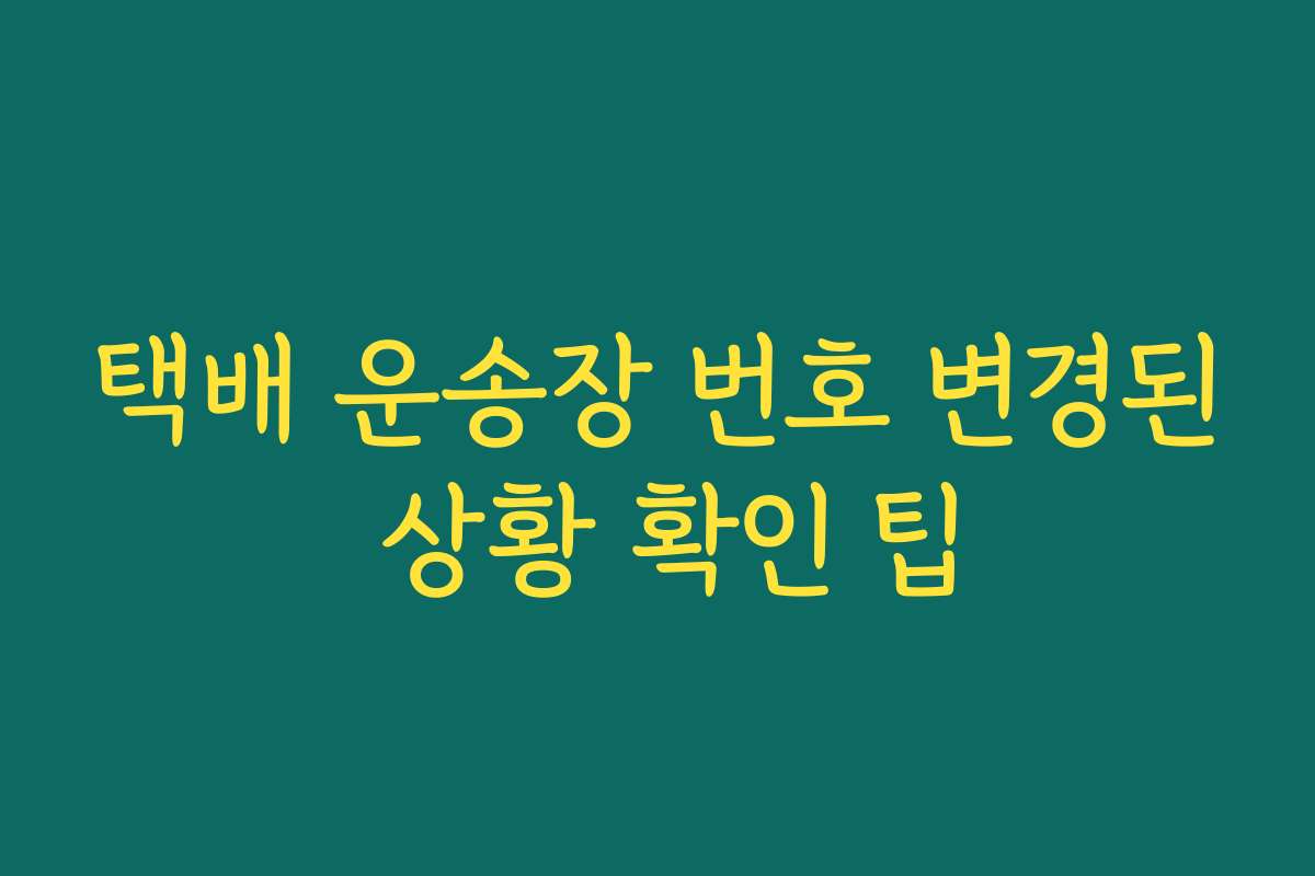 택배 운송장 번호 변경된 상황 확인 팁