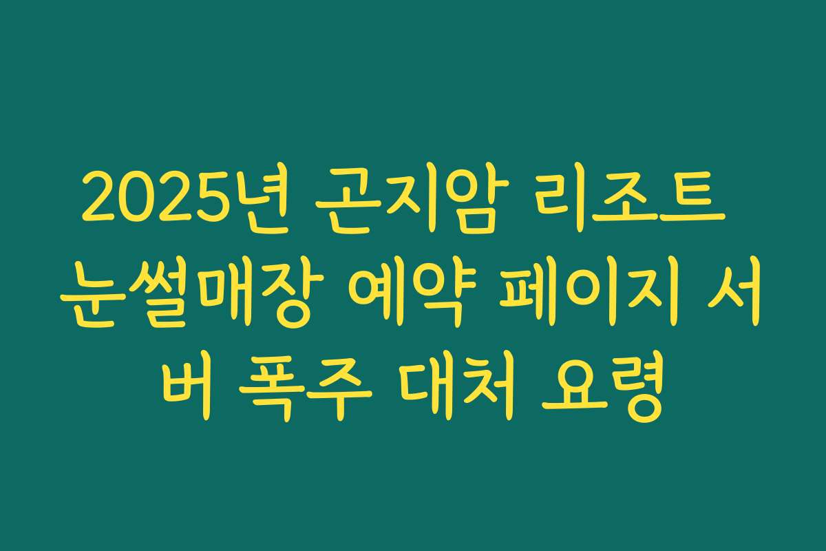 2025년 곤지암 리조트 눈썰매장 예약 페이지 서버 폭주 대처 요령