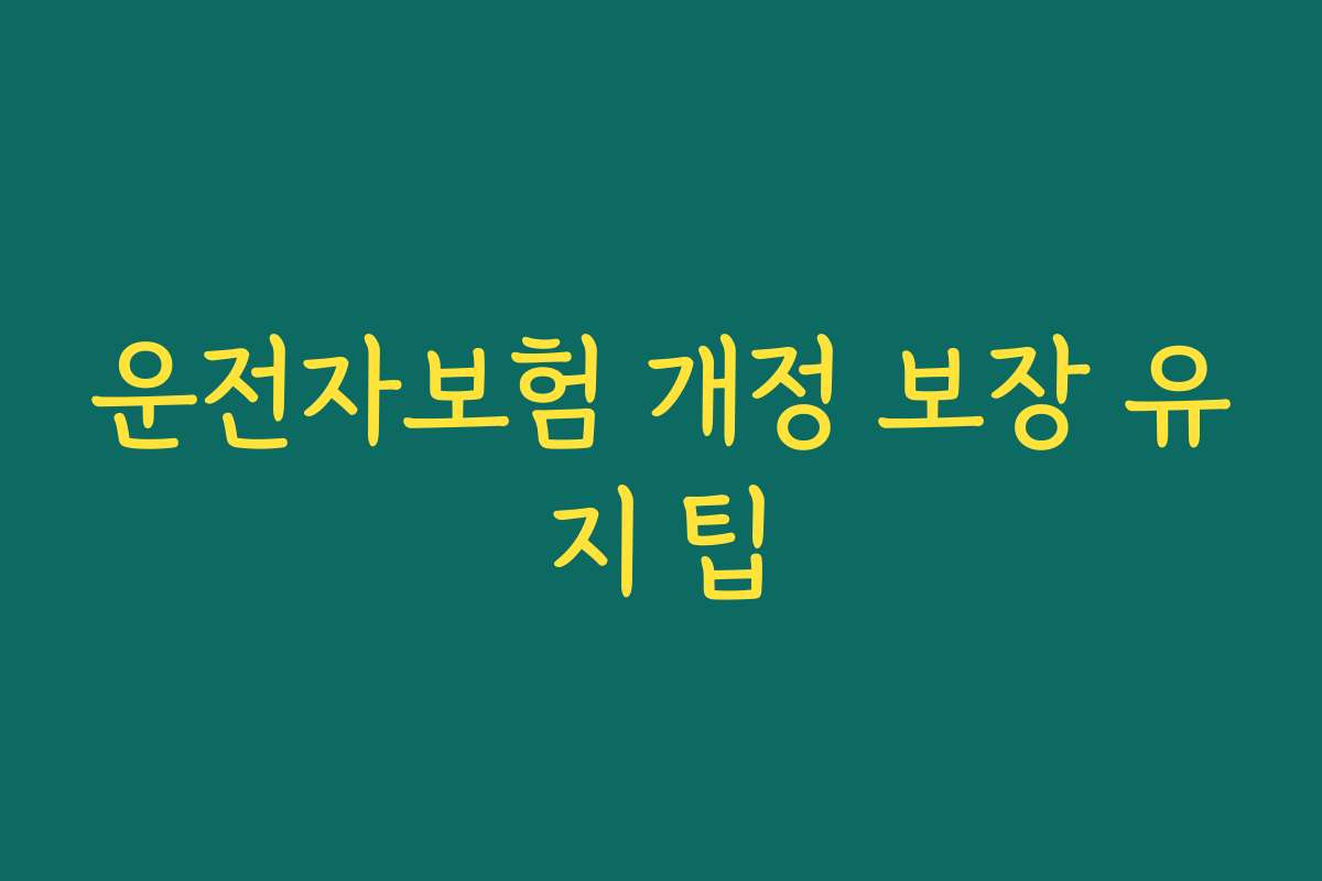 운전자보험 개정 보장 유지 팁