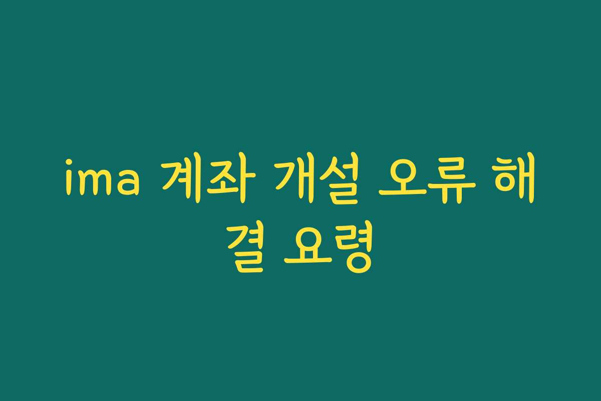 ima 계좌 개설 오류 해결 요령