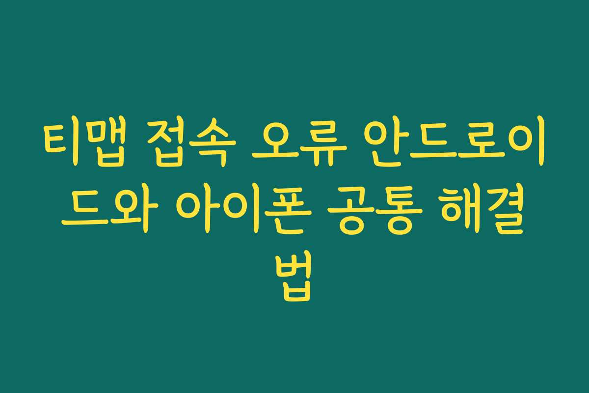 티맵 접속 오류 안드로이드와 아이폰 공통 해결법