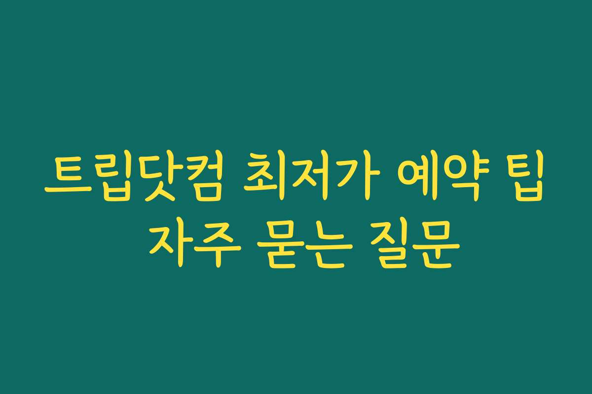 트립닷컴 최저가 예약 팁 자주 묻는 질문
