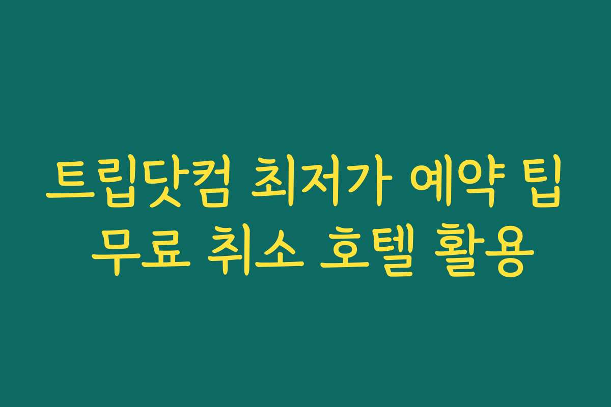 트립닷컴 최저가 예약 팁 무료 취소 호텔 활용