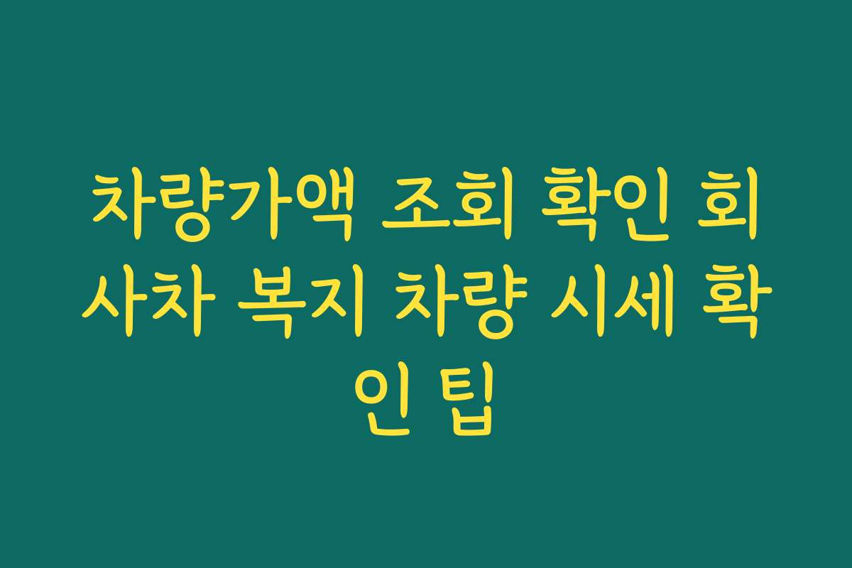차량가액 조회 확인 회사차 복지 차량 시세 확인 팁