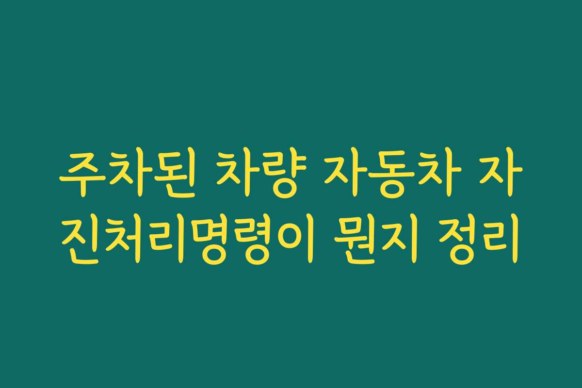 주차된 차량 자동차 자진처리명령이 뭔지 정리