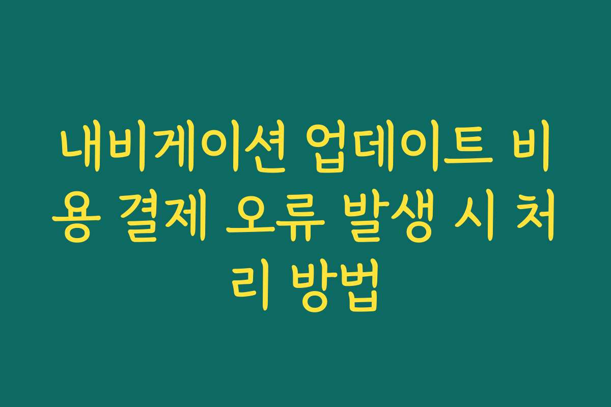 내비게이션 업데이트 비용 결제 오류 발생 시 처리 방법