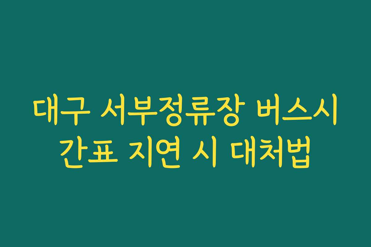 대구 서부정류장 버스시간표 지연 시 대처법
