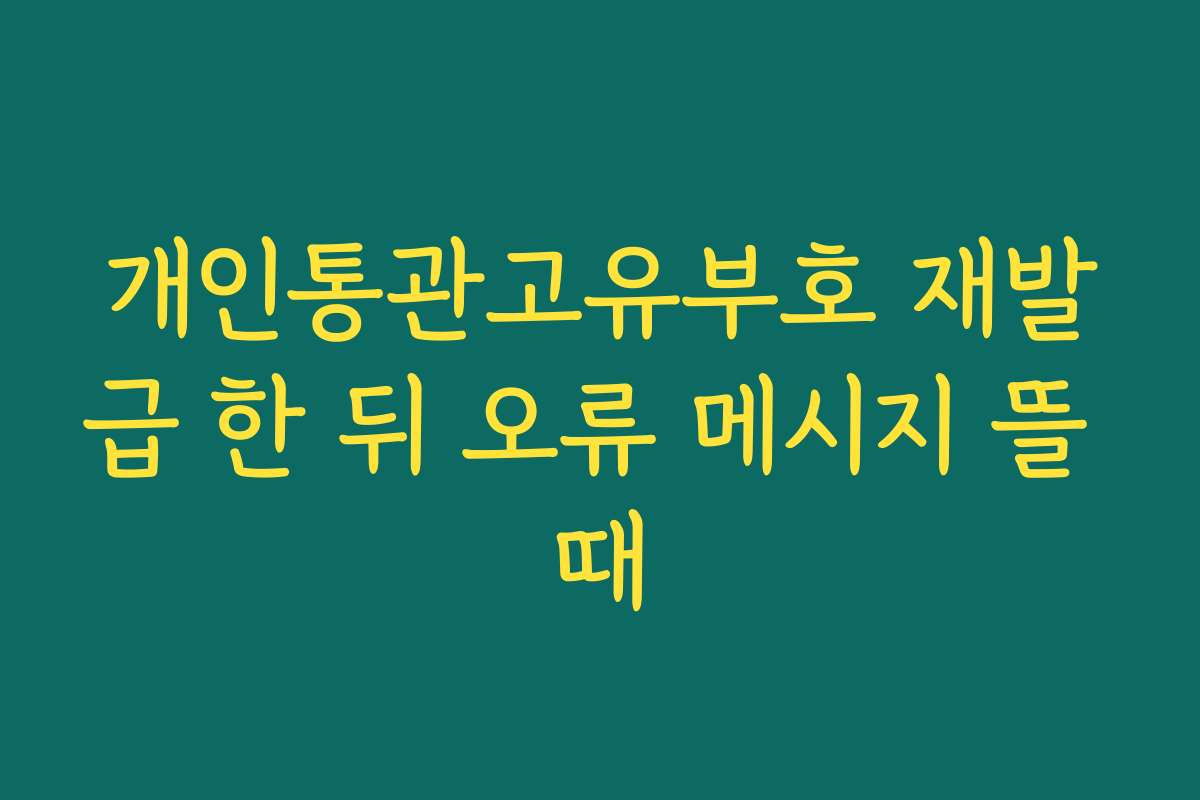 개인통관고유부호 재발급 한 뒤 오류 메시지 뜰 때