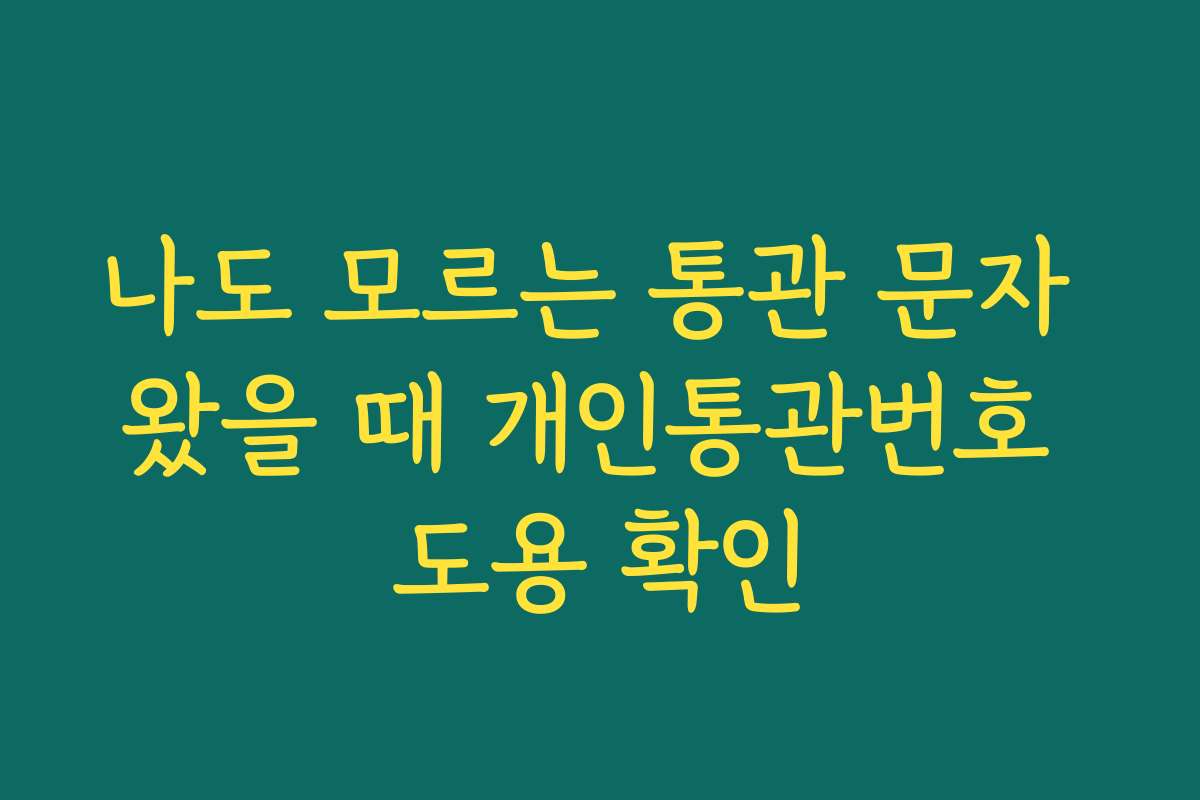 나도 모르는 통관 문자 왔을 때 개인통관번호 도용 확인