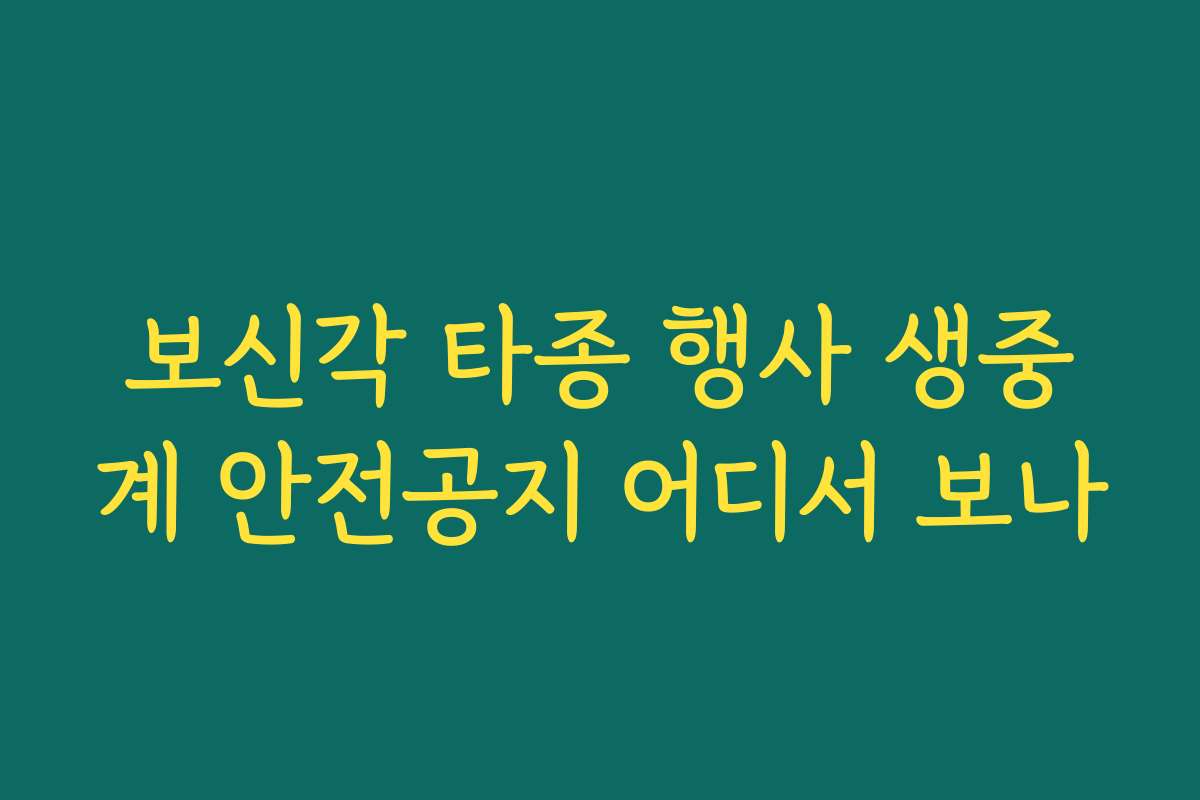 보신각 타종 행사 생중계 안전공지 어디서 보나