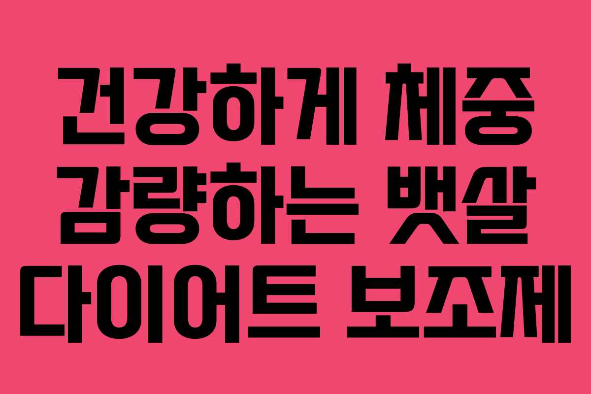 건강하게 체중 감량하는 뱃살 다이어트 보조제